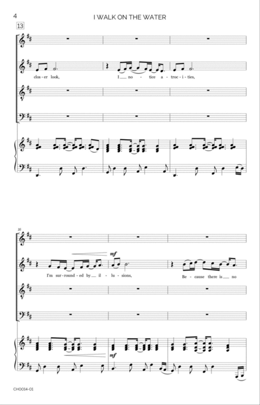I Walk on the Water 4-Part scores gallery preview page 4