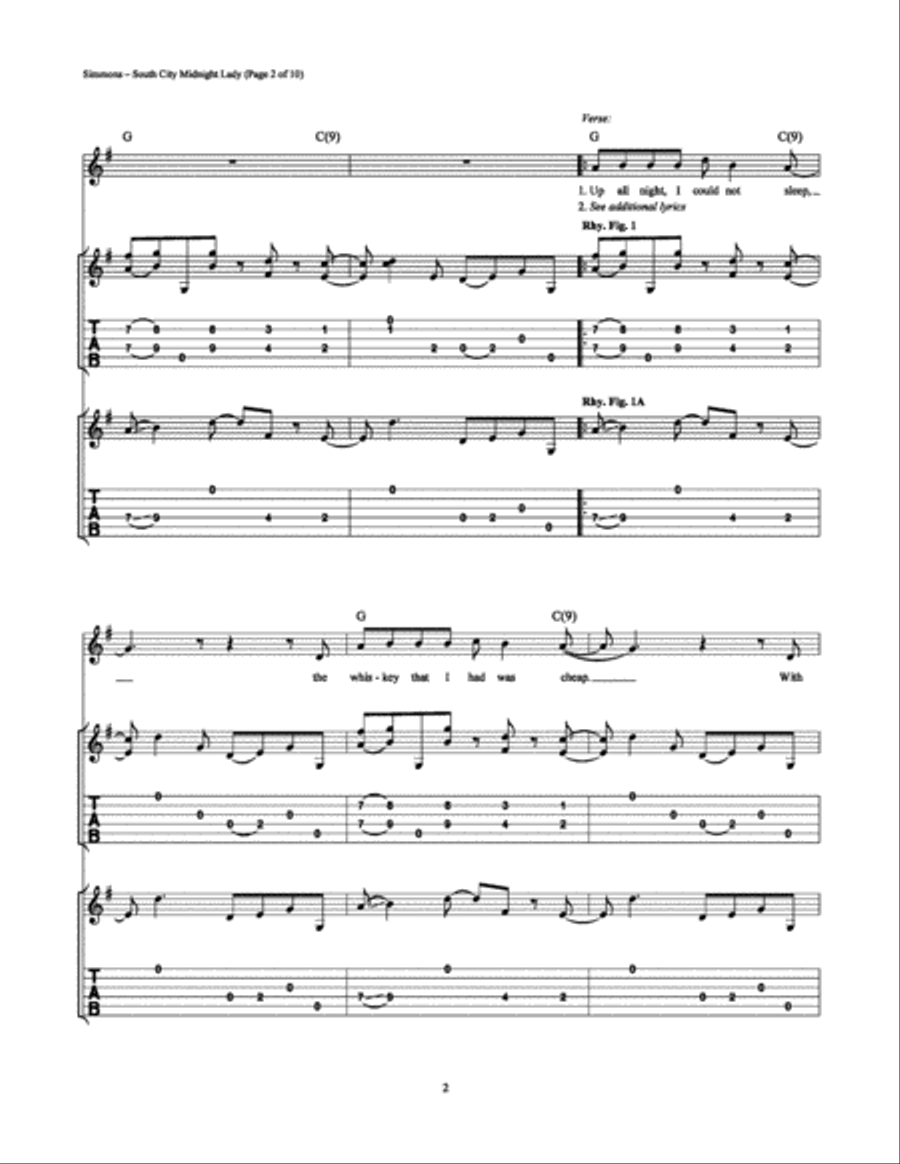 South City Midnight Lady South City Midnight Lady Electric Guitar scores gallery preview page 2