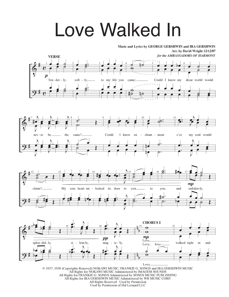 Love Walked In from GOLDWYN FOLLIES A Cappella scores gallery preview page 1