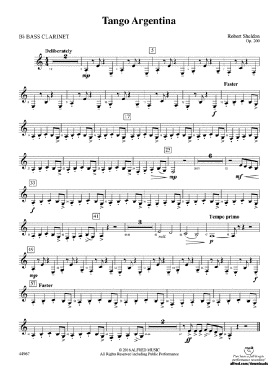 Tango Argentina: B-flat Bass Clarinet Concert Band scores gallery preview page 1