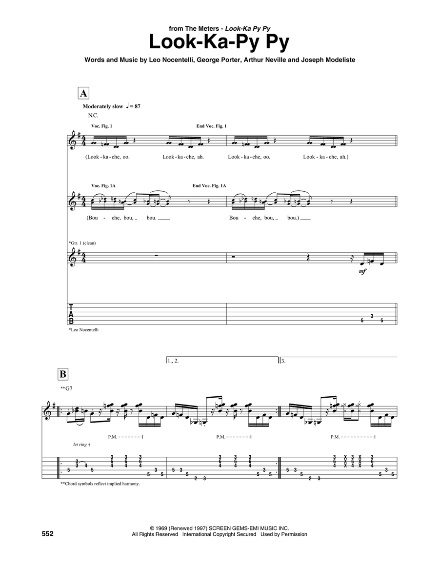 Look-Ka Py Py Guitar Tablature scores gallery preview page 1