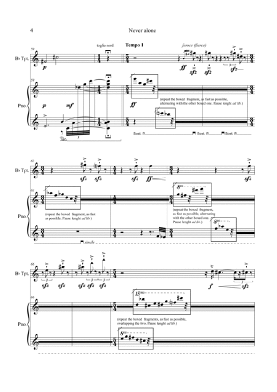 Umberto Bombardelli: NEVER ALONE (ES-22-018) B-Flat Trumpet scores gallery preview page 5