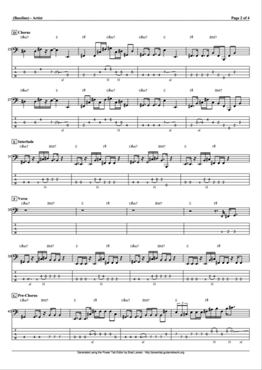 Katteni Shiyagare Bass Guitar scores gallery preview page 2