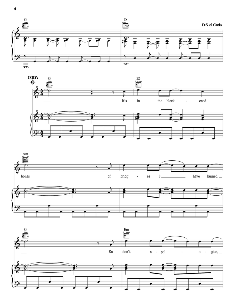 Burning In The Skies Burning In The Skies Piano, Vocal, Guitar scores gallery preview page 4