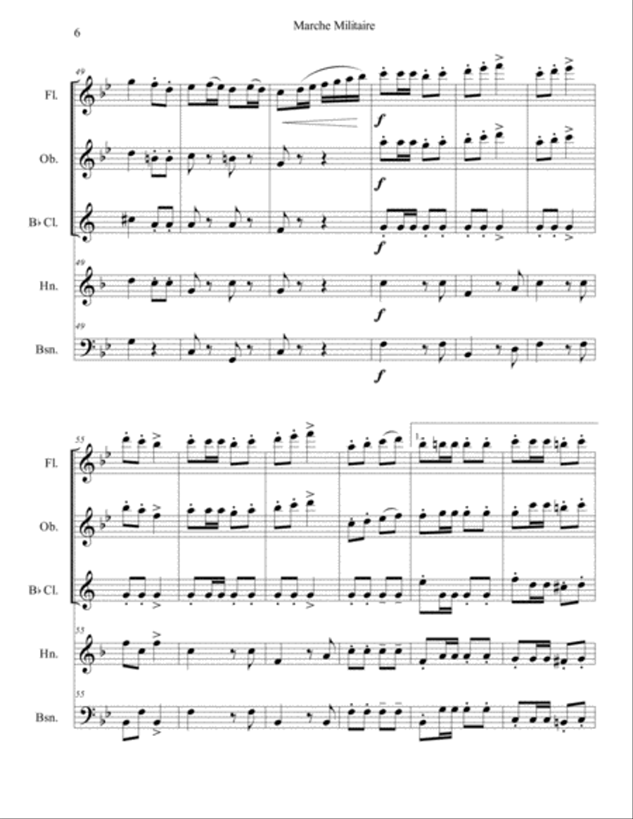 Marche Militaire for Woodwind Quintet Woodwind Quintet scores gallery preview page 6