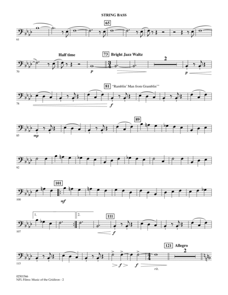 NFL Films: Music Of The Gridiron - String Bass by Michael Brown Concert Band - Digital Sheet Music