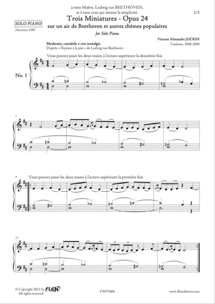 Trois miniatures, Opus 24 (No.1 to 3) Piano Solo scores gallery preview page 2