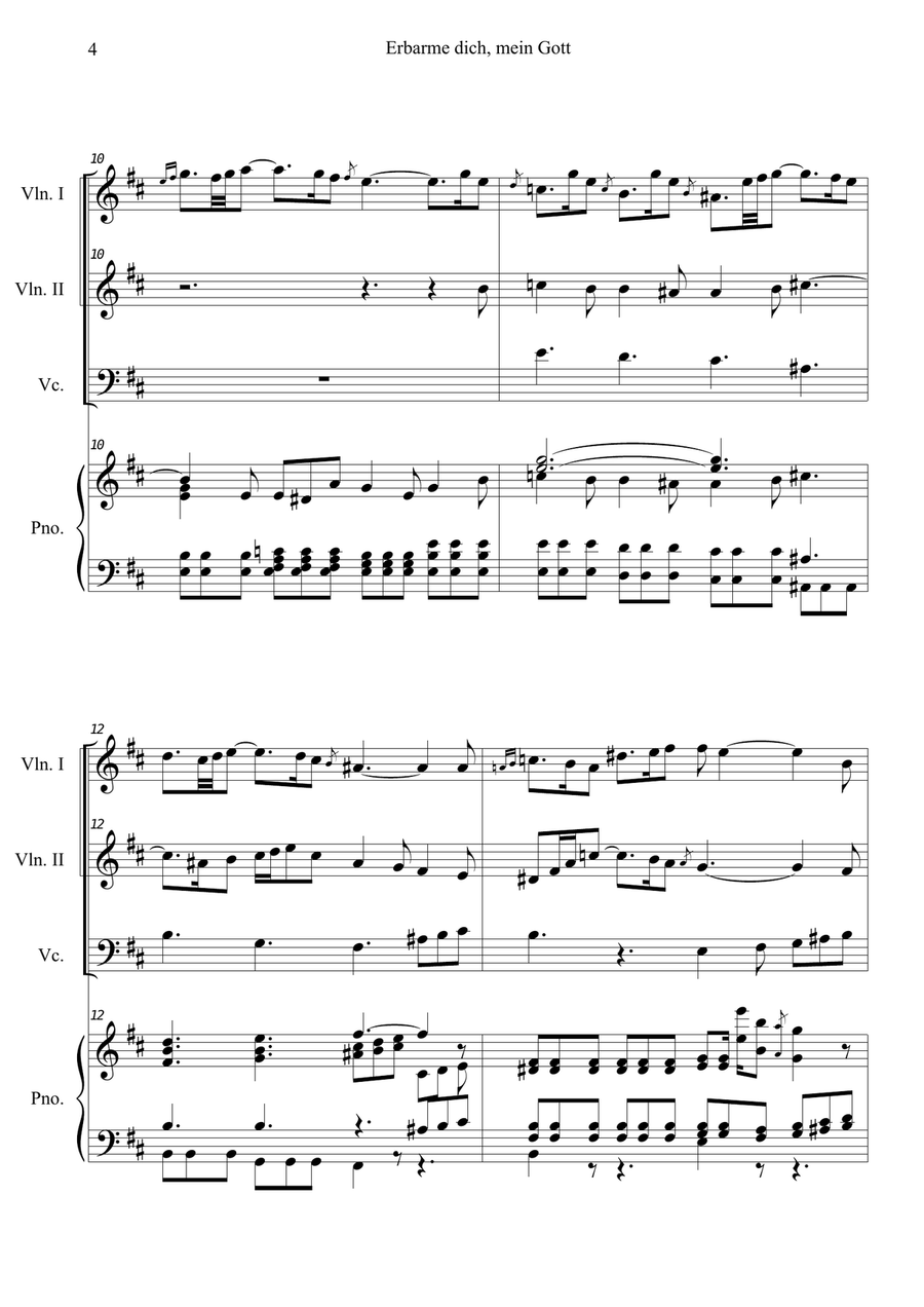 Erbarme dich, mein Gott by Johann Sebastian Bach Piano Quartet - Digital Sheet Music page 4