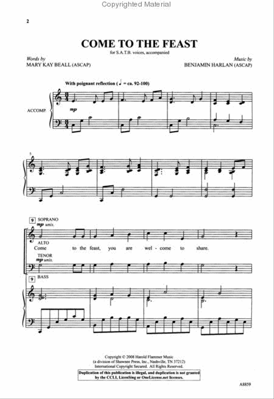 Come to the Feast Come to the Feast 4-Part scores gallery preview page 2