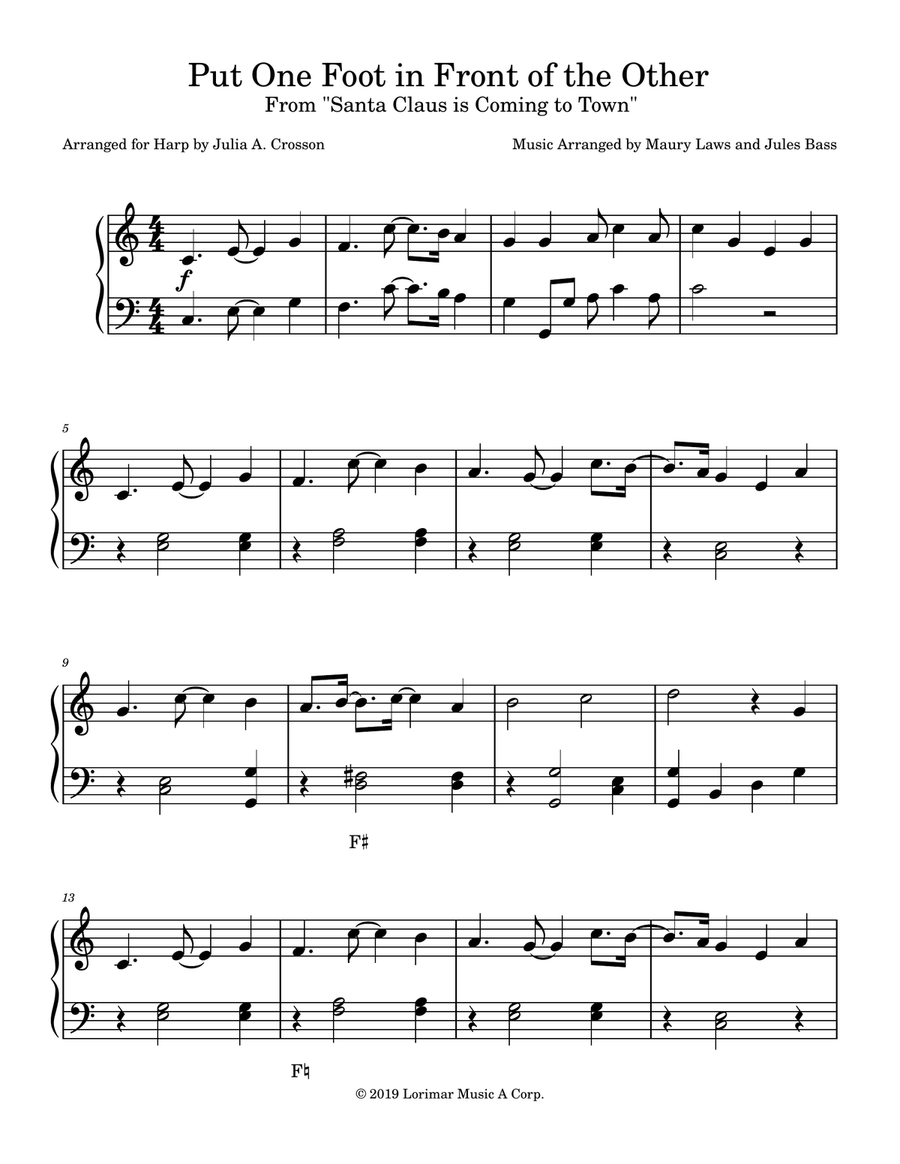 Put One Foot In Front Of The Other Pedal Harp scores gallery preview page 2