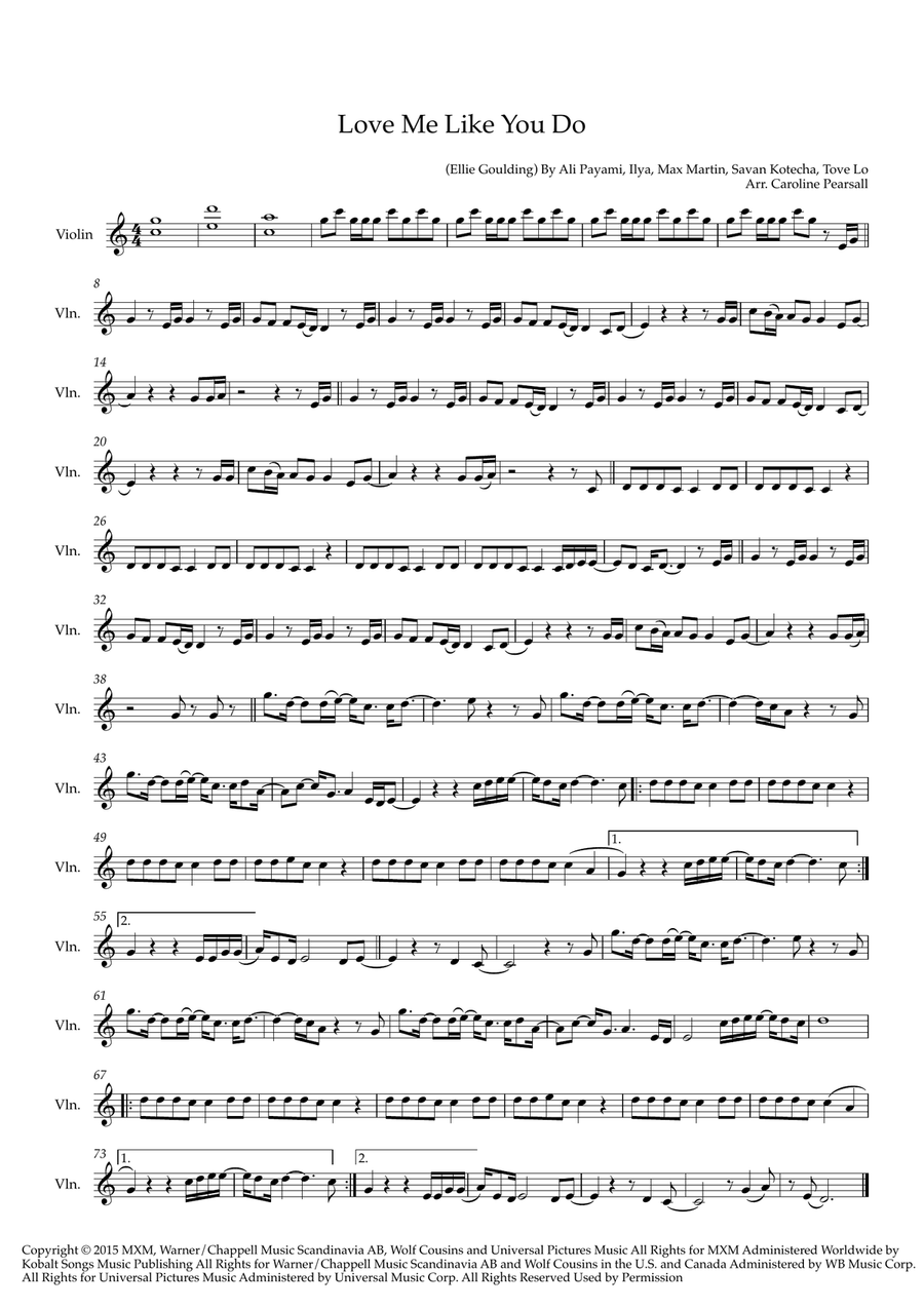 Love Me Like You Do Violin Solo scores gallery preview page 1