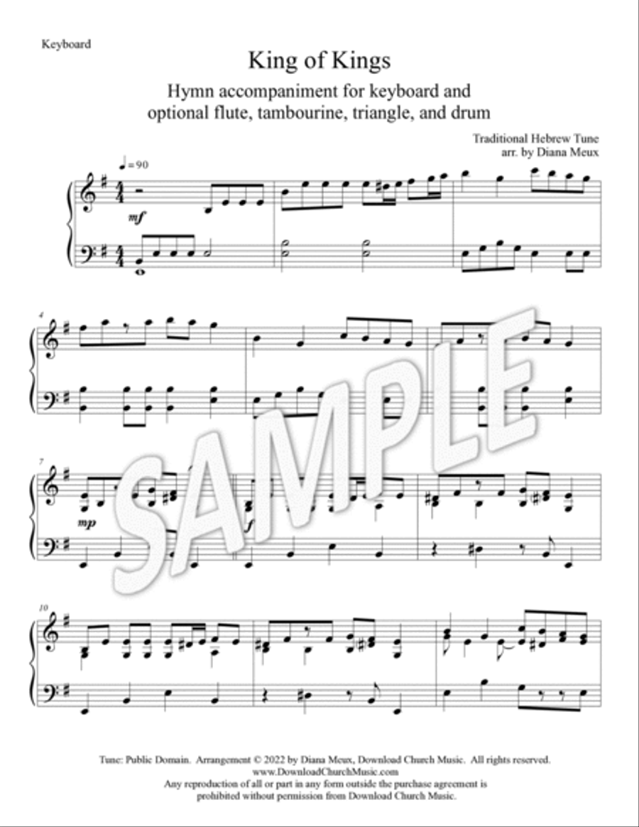 King of kings (keyboard accompaniment with optional flute and percussion) Flute scores gallery preview page 5