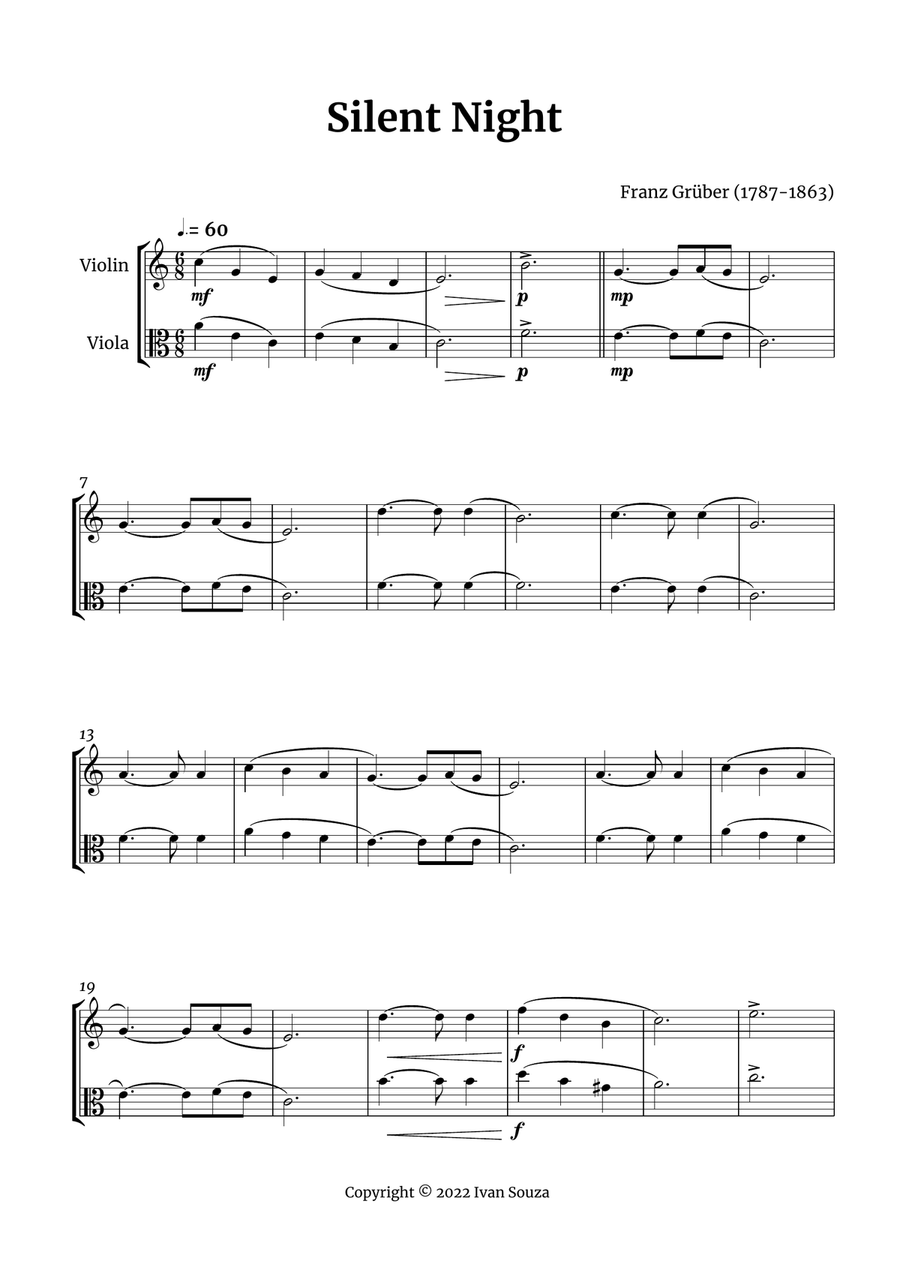 Silent Night String Duet scores gallery preview page 1