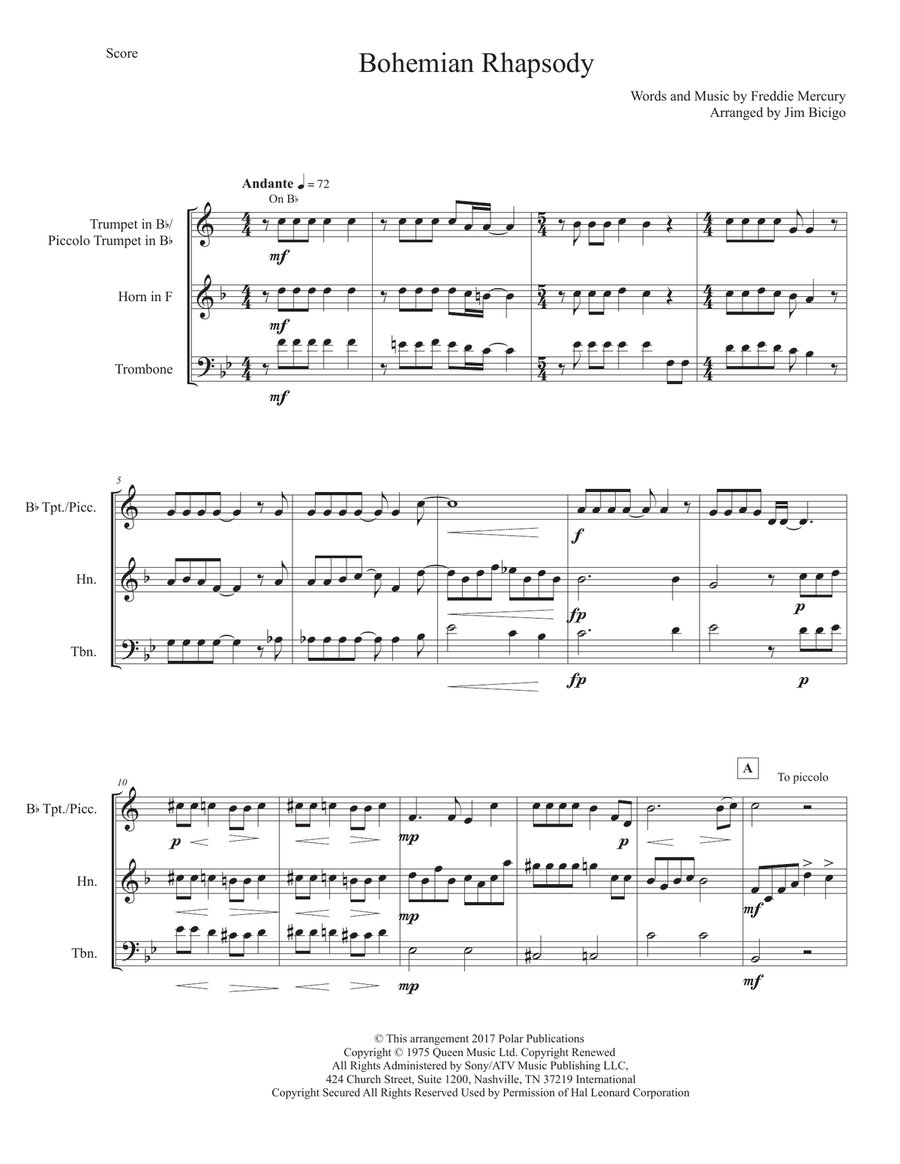Bohemian Rhapsody Bohemian Rhapsody School and Community scores gallery preview page 1
