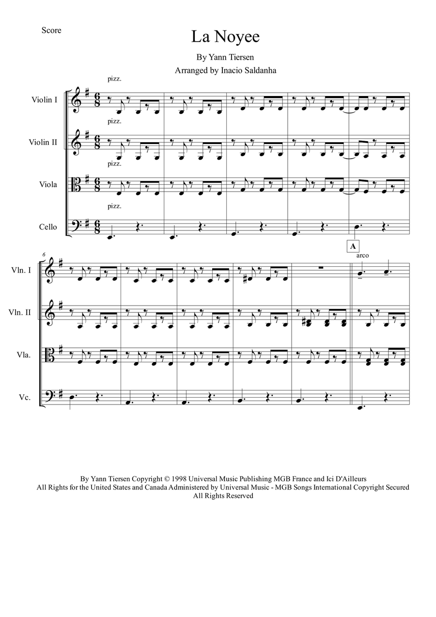 La Noyee La Noyee String Quartet scores gallery preview page 1