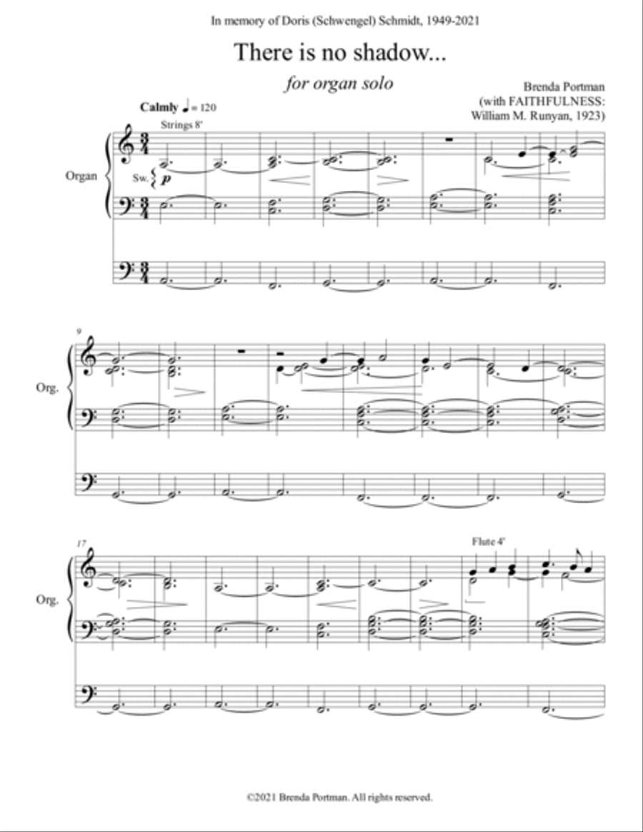 There is no shadow... (organ solo), by Brenda Portman Organ Solo scores gallery preview page 3