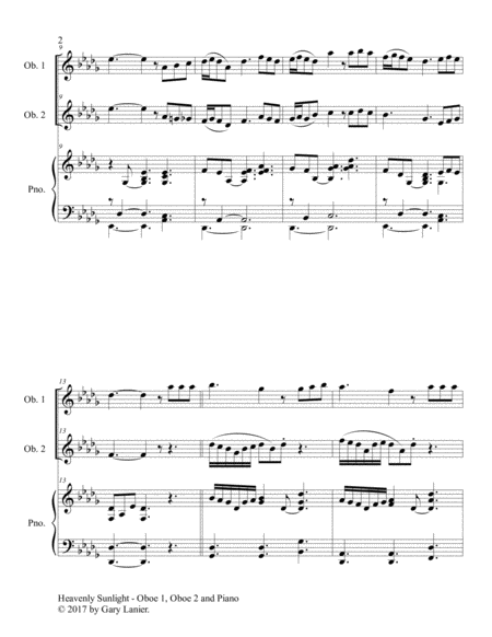 HEAVENLY SUNLIGHT (Trio - Oboe 1, Oboe 2 & Piano with Score/Parts) image number null