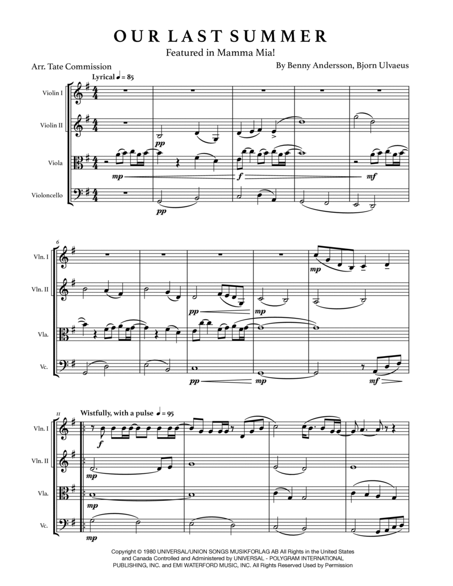 Our Last Summer String Quartet scores gallery preview page 1