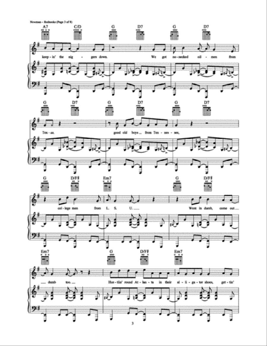 Rednecks Rednecks Piano, Vocal, Guitar scores gallery preview page 3