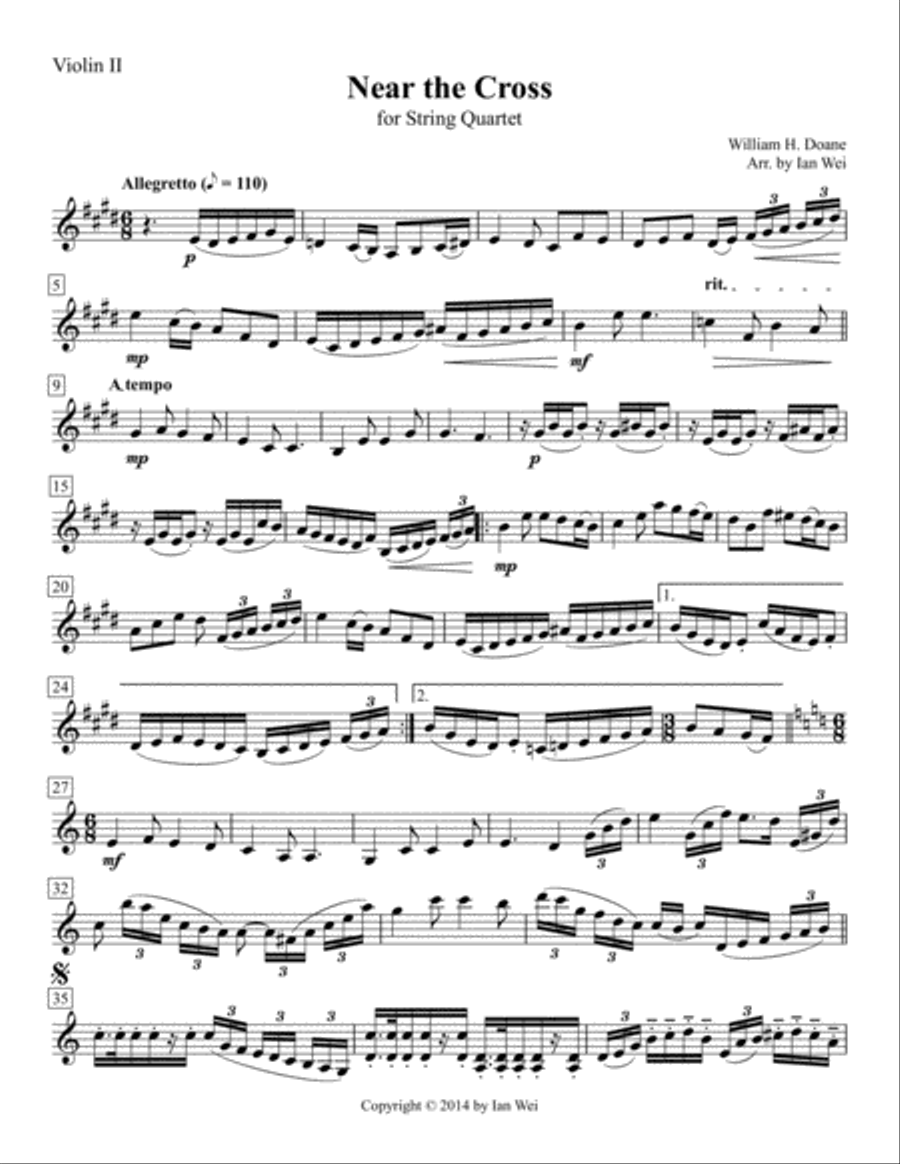 Near the Cross for String Quartet String Quartet scores gallery preview page 3