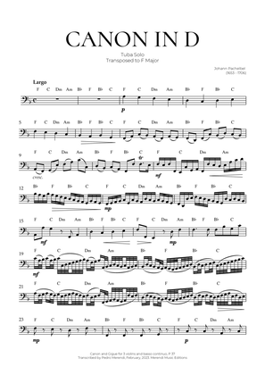 Book cover for Canon in D (Tuba Solo) - Johann Pachelbel