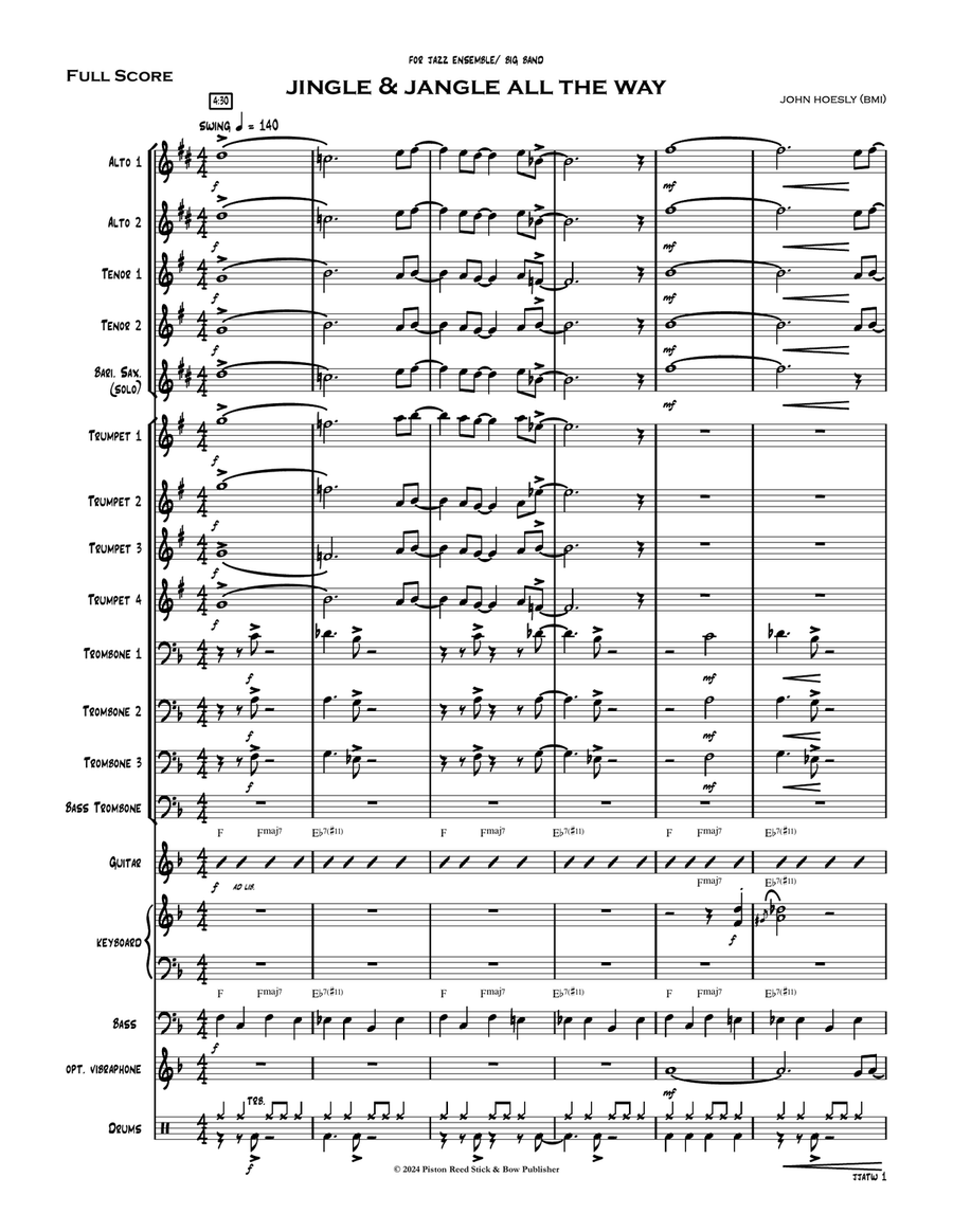 Jingle Jangle All The Way- for Jazz Ensemble/ Big Band Jazz Ensemble scores gallery preview page 2