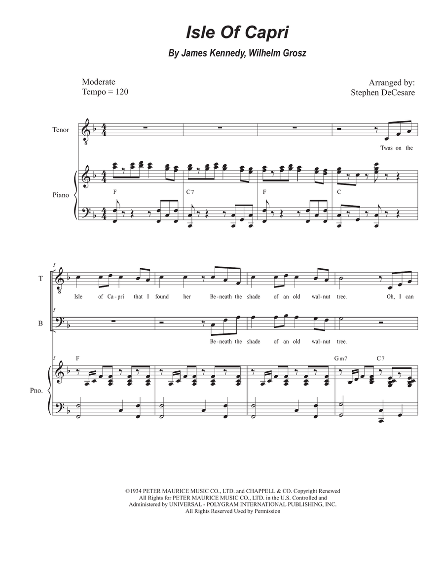 Isle Of Capri Isle Of Capri Tenor Voice scores gallery preview page 1