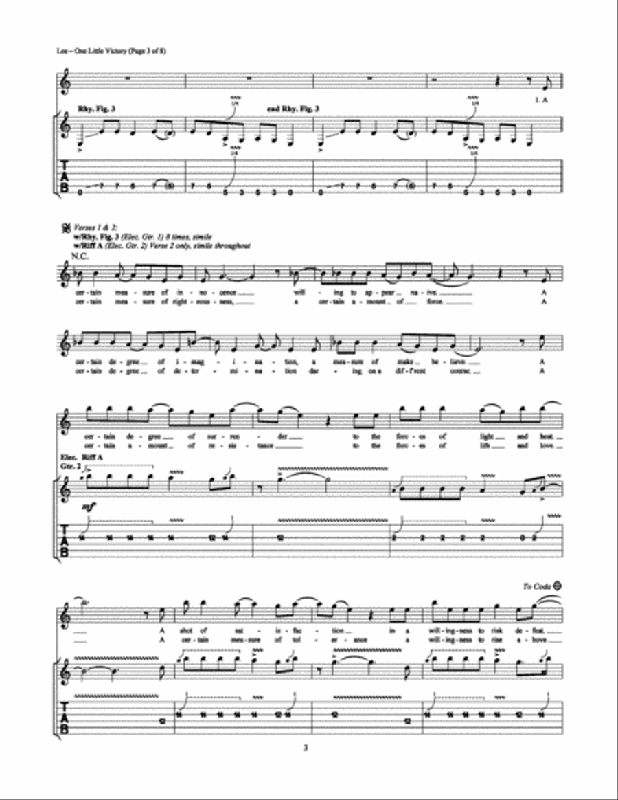 One Little Victory Electric Guitar scores gallery preview page 3