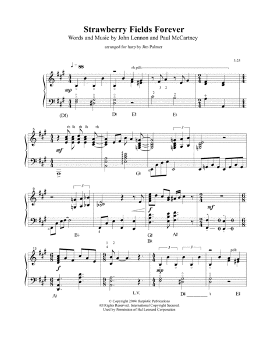 Strawberry Fields Forever Harp scores gallery preview page 1