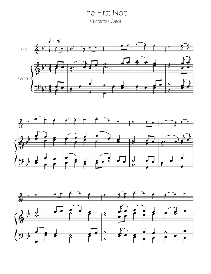 The First Noel - Flute Solo w/ Piano