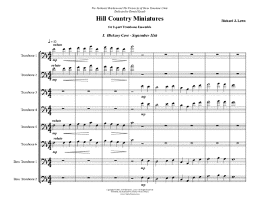 Hill Country Miniatures for 8-part Trombone Ensemble Trombone scores gallery preview page 2