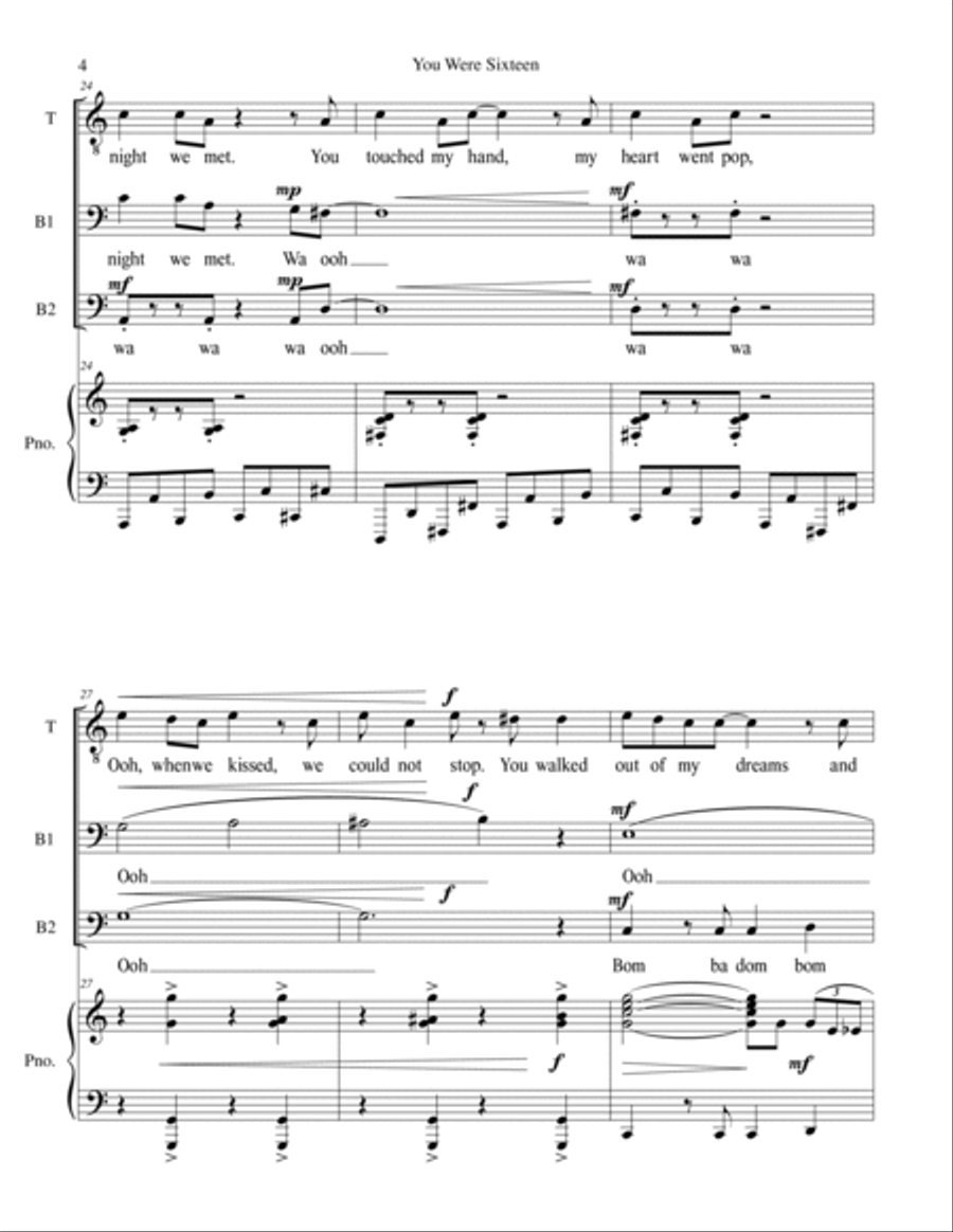 You're Sixteen (you're Beautiful And You're Mine) TTBB scores gallery preview page 4