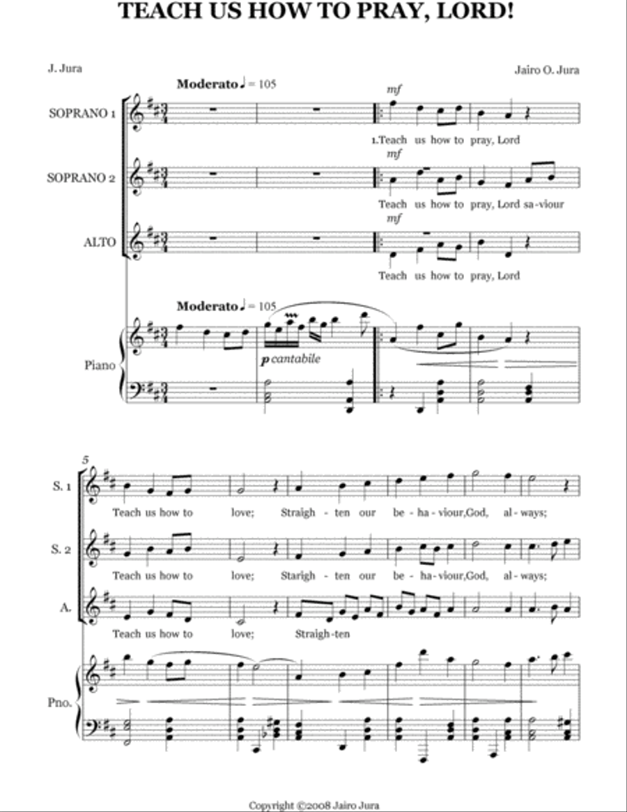 Teach me to pray, LORD! SSA scores gallery preview page 1