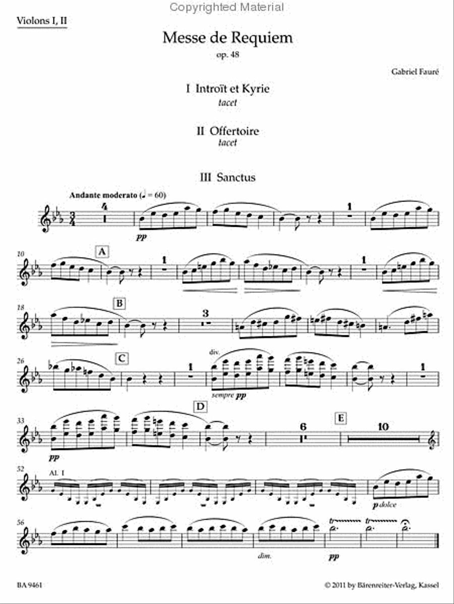 Requiem, Op. 48 Violin scores gallery preview page 2