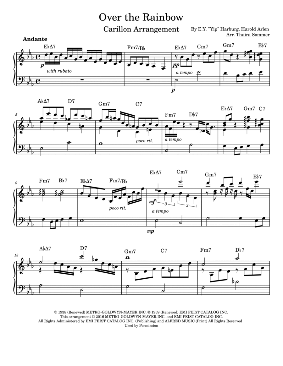 Over The Rainbow Carillon scores gallery preview page 1