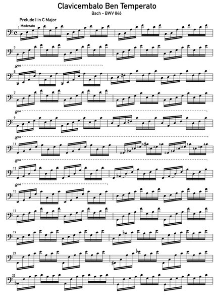 Bach - Clavicembalo Ben Temperato (Prelude) - Arranged for Electric Bass (NO TAB) image number null