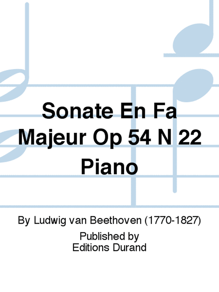 Sonate En Fa Majeur Op 54 N 22 Piano