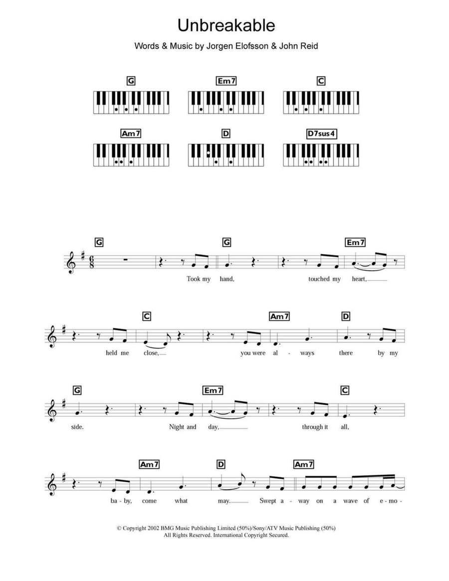 Unbreakable Unbreakable Piano scores gallery preview page 1