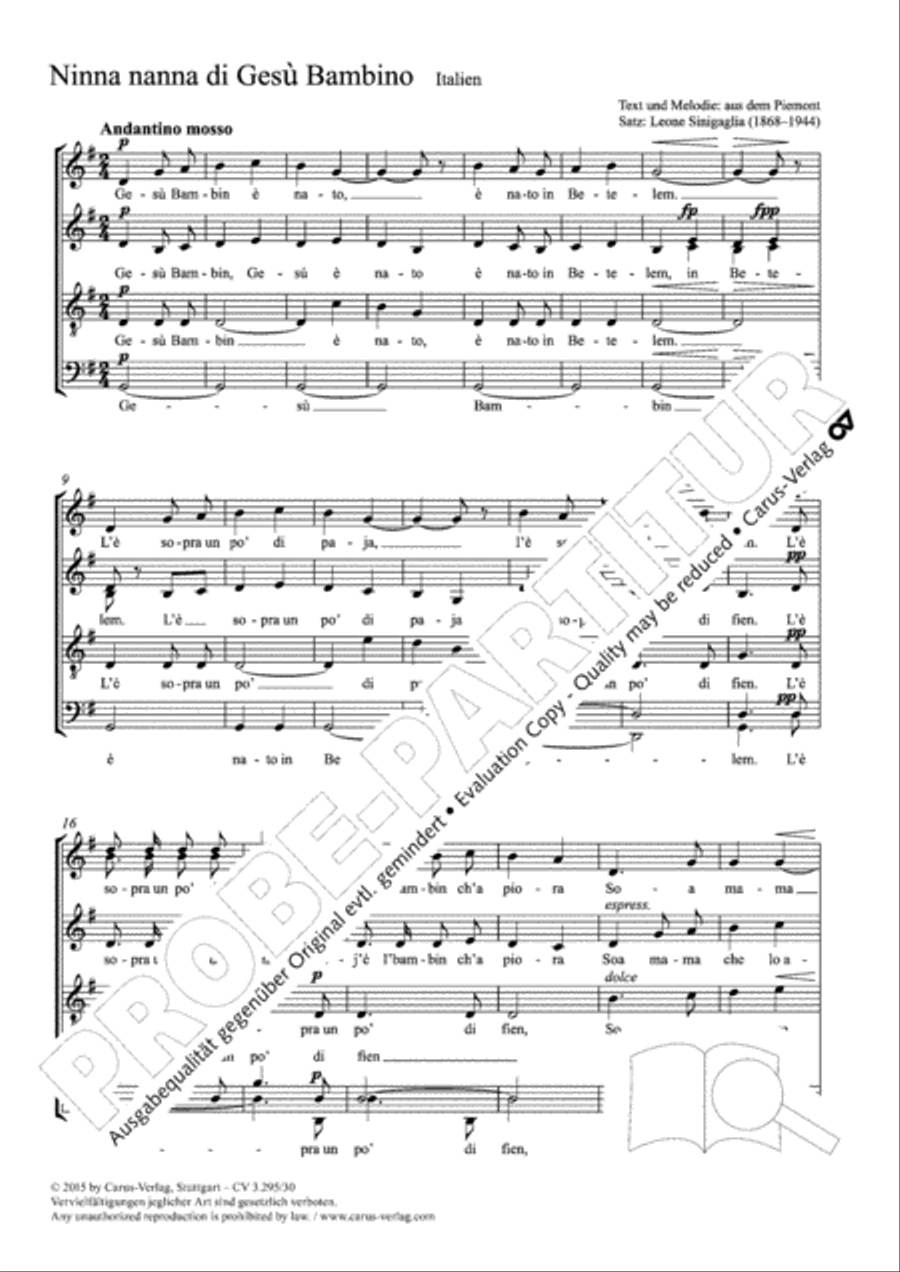 Ninna nanna di Gesu Bambino 4-Part scores gallery preview page 2