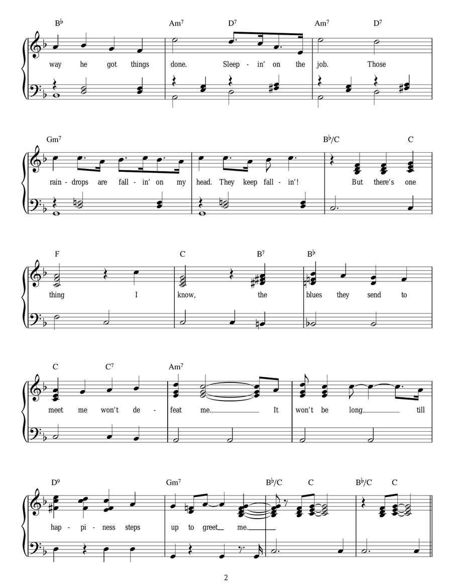 Raindrops Keep Falling On My Head Voice scores gallery preview page 2