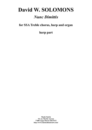 Book cover for David W. Solomons : Nunc Dimittis for SSA treble chorus, harp and organ - harp part only