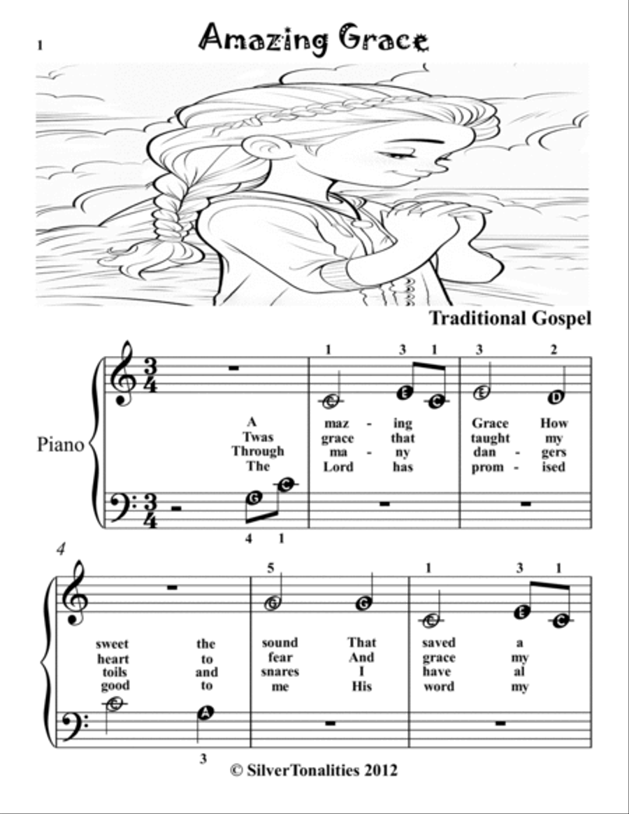 Amazing Grace Popular Christian Hymns for Beginner Piano Piano Method scores gallery preview page 3