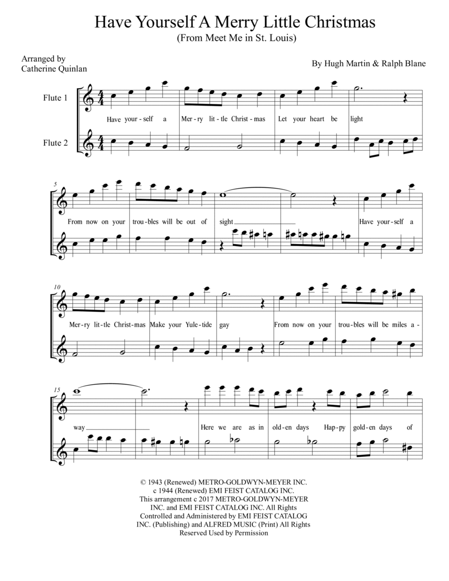 Have Yourself A Merry Little Christmas Flute Duet scores gallery preview page 1