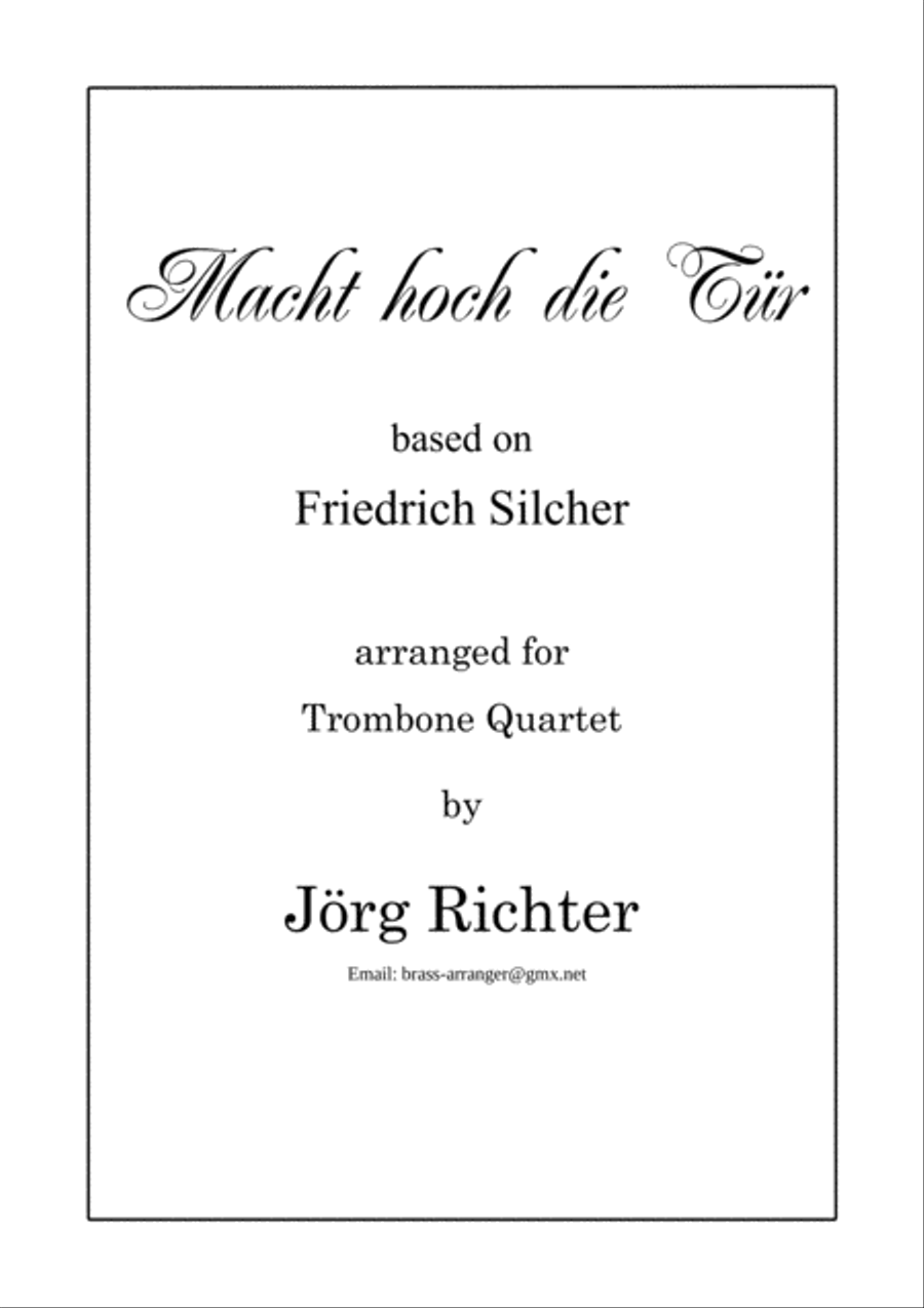 Make high the doors (Macht hoch die Tür) for Trombone Quartet Brass Quartet scores gallery preview page 1
