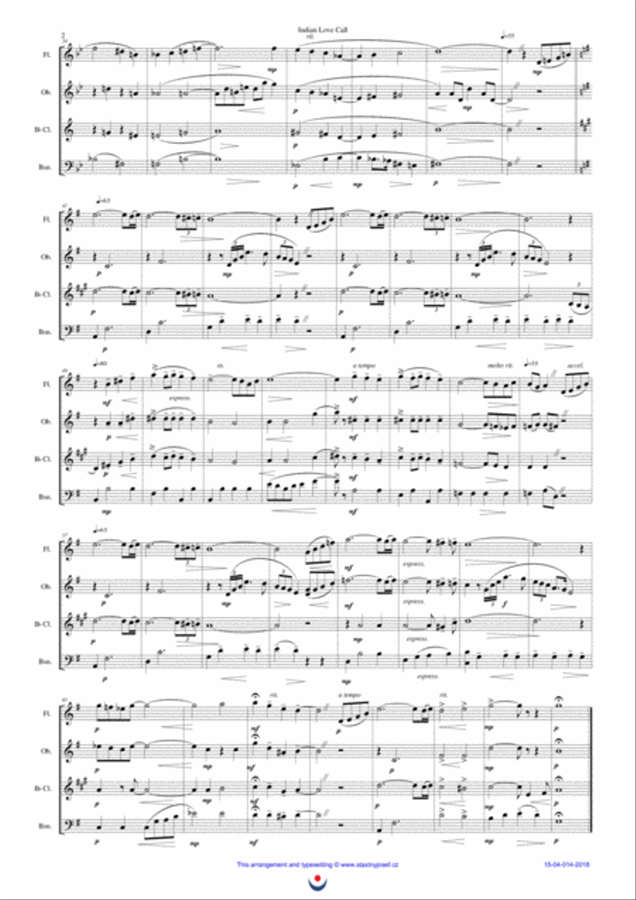 Indian Love Call Woodwind Quartet scores gallery preview page 2