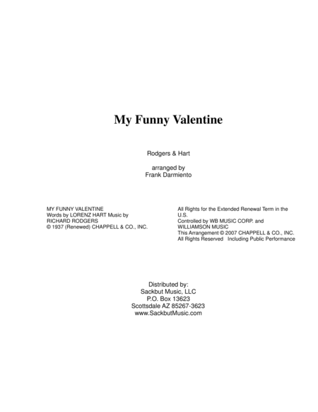 My Funny Valentine (low brass quartet) image number null