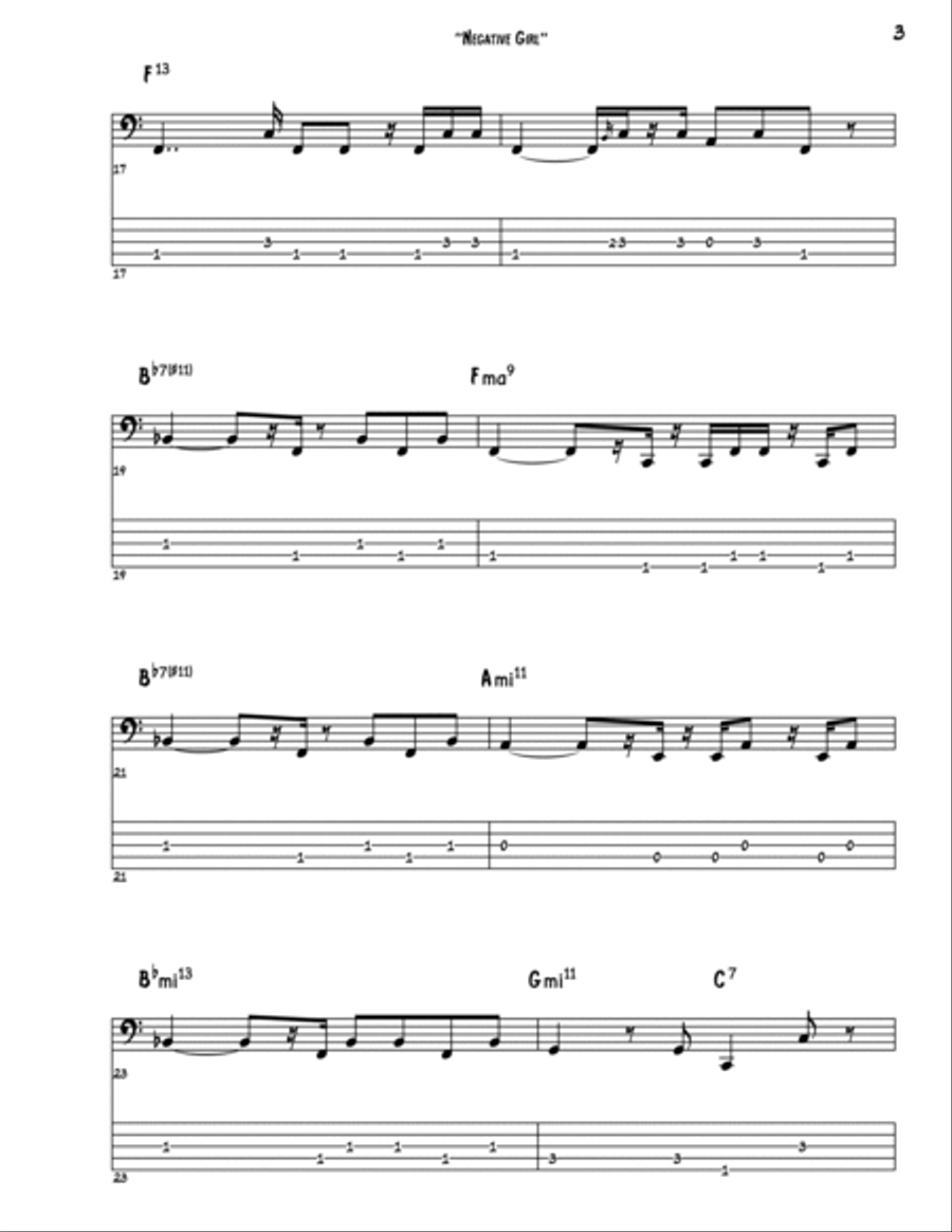 Negative Girl Negative Girl Bass Guitar scores gallery preview page 3