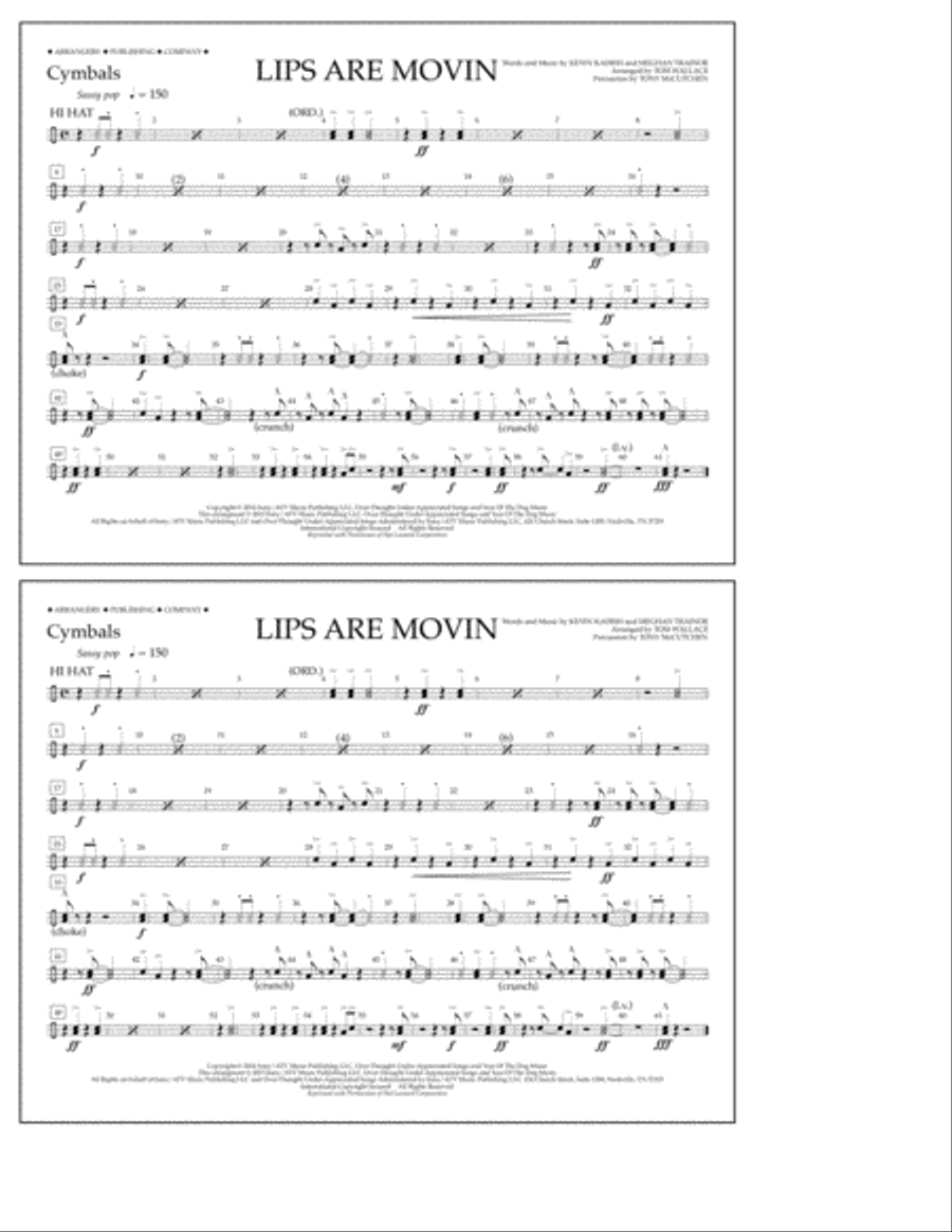 Lips Are Movin - Cymbals Marching Band scores gallery preview page 1