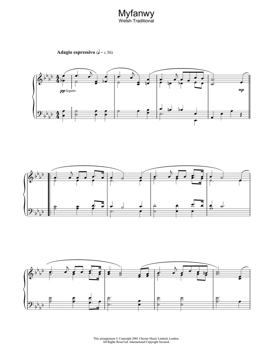 Myfanwy Myfanwy Piano Solo scores gallery preview page 1