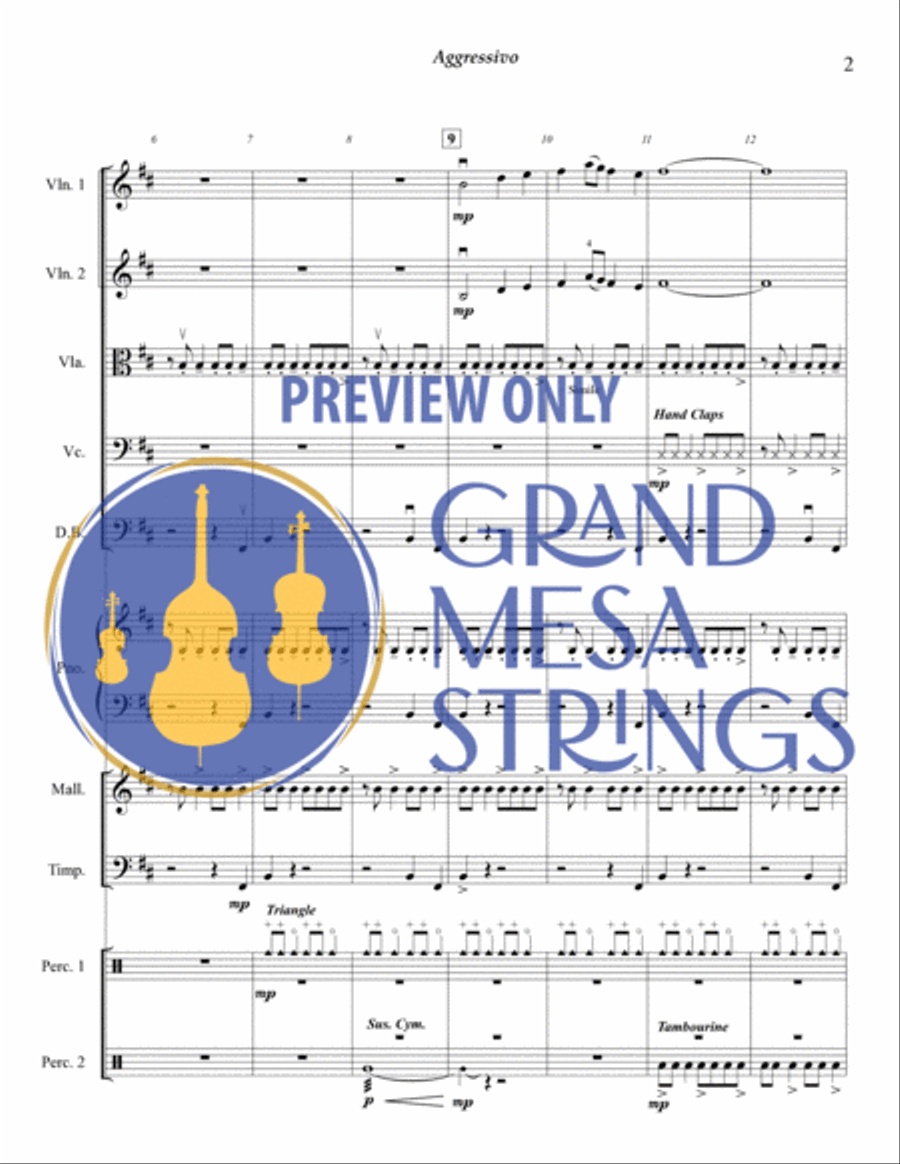 Aggressivo for Strings & Percussion String Orchestra scores gallery preview page 3